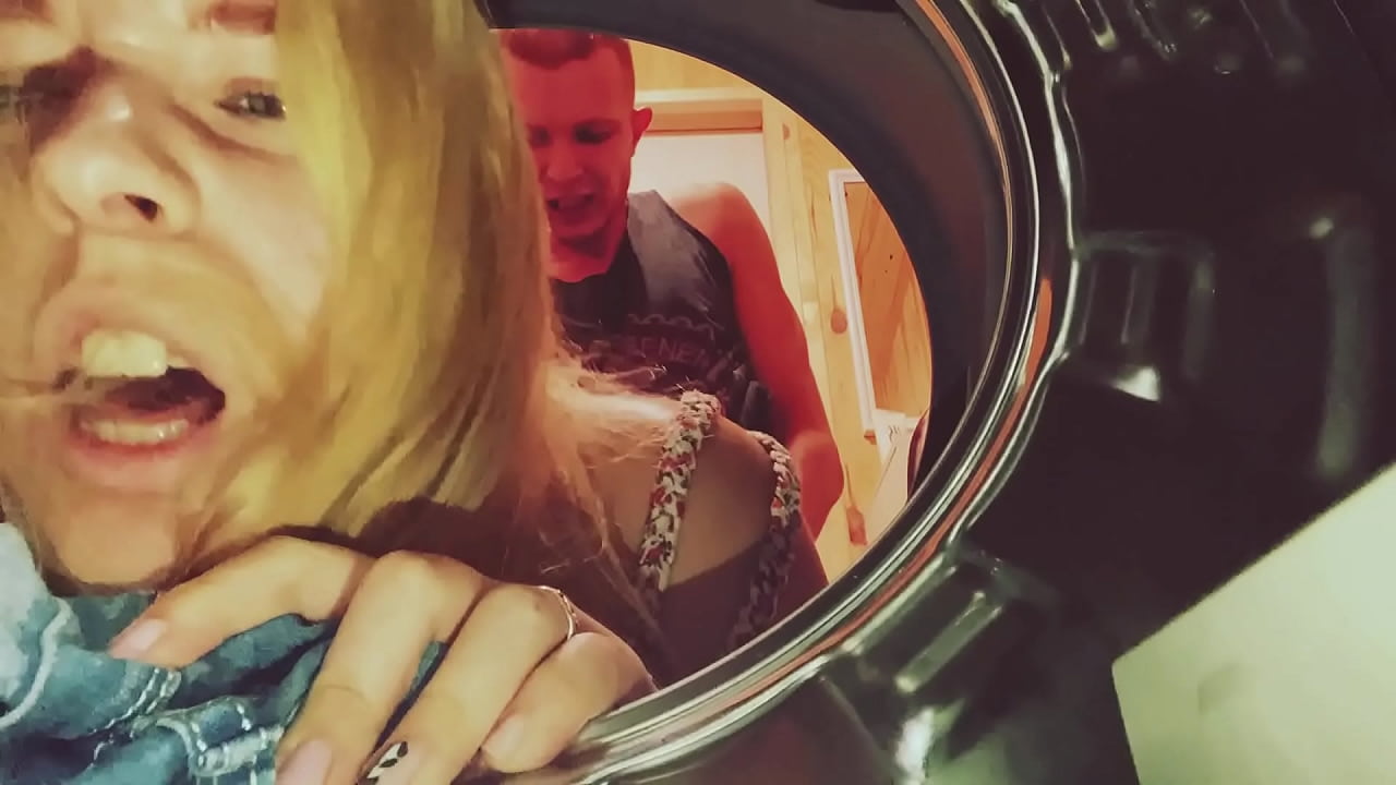 My stepsister stuck in the washing machine I help her with my big dick